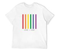 Unisex T-Shirt Love Is Love Rainbow Stripes LGBT Gay PrideLove Bi Equal Rights Cotton Short Sleeve Black 3XL