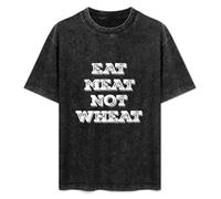 Unisex T-Shirt Vintage Eat Meat Not Wheat 100% Cotton Round Neck Black S
