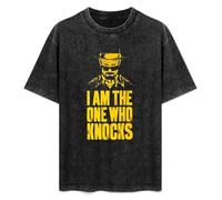 Unisex T-Shirt Vintage I Am The One Who Knocks Tee Breaking Bad TV Show Movie 100% Cotton Round Neck Black M