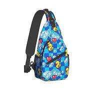 Unisex Unique Chest Bag Gym Sack Fashion Sling Shoulder Backpack Outdoor Sports Daypack Compatibile con Cute Funny Bubbles Hearts Yellow Rubber Ducks, Borsa multiuso regolabile per l'uso quotidiano