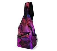 Unisex Zaino A Monospalla Beautiful Wild Animal Tiger Abstract Flowers Art Borsa A Tracolla Militare Antifurto,Moda Borsa Crossbody per Trekking Uso Quotidiano Donna