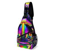 Unisex Zaino A Monospalla Trippy Magic Mushrooms Art Borse Petto Antifurto,Moda Borsa A Petto per Alpinismo Outdoors Donna