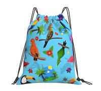 Unisex Zaino Coulisse Colorful Funny Bird Parrots Toucan Zaino Scuola con Coulisse Sacco Sportive per Festival Sport All'aperto 36X42cm