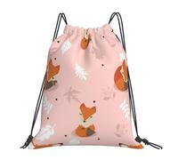 Unisex Zaino Coulisse Cute Foxes with Leaves Zainetti Fashion Sacca Sportivo per Adulto All'aperto Festival 36X42cm