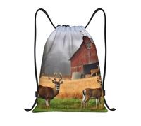 Unisex Zaino Coulisse Farm with Deer Zaino Scuola Fashion Sacca Sportiva per Uomo Nuoto Donna 36X42cm