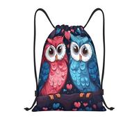 Unisex Zaino Coulisse Pink Blue Owl Love Zaino Sportivo Fashion Sacchetto Sportivo per Donna Spiaggia Adulto 36X42cm