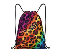Unisex Zaino Coulisse Rainbow Leopard Print Zainetto con Coulisse Sacca Sportiva Palestra per Piscina Vacanze Donna 36X42cm