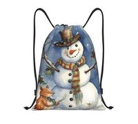 Unisex Zaino Coulisse Winter Snowman Zaino Palestras Fashion Sacca Ginnastica per Festival Uomo Donna 36X42Cm