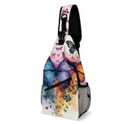 Unisex Zaino Monospalla Colorful Butterflies Borsa A Tracolla Militare Multiuso,Antifurto Borsa Tattica Sul Petto Militare per Outdoors Moto Uso Quotidiano