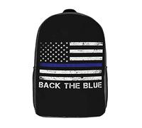 Unisex Zaino Per La Scuola Back The Blue Police Borse Da Scuola Vintage Zainetto Scuola Per Trekking, Compleanno, Scuola, 42X32X14Cm
