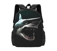 Unisex Zaino Per Le Scuole Black Shark Head Print Borsa Da Viaggio Outdoor Rucksack Per Escursionismo, Studenti, Adulti, 42X32X14Cm