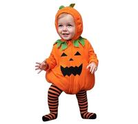 Unisex Zucca Tutina Bambini Pagliacetto con Cappuccio 2 Pezzi Costume Halloween Neonato Bebé Zucca Vestito Set Maniche Lunghe con Leggings a Righe per Carneval Halloween (C-Orange, 0-6 Months)