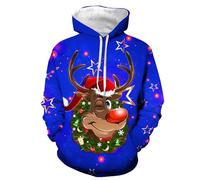 Unisexe Noel Sweat Hoodie Homme Femmes Funny 3D Imprimé Hoody Sweat-Shirt Couple Ugly Christmas Nouveauté Manche Longue Pull À Capuche Costume Babbo Natale Uomo Donna Adulti Regalo Uomo Christmas