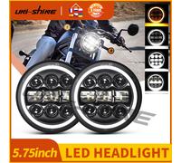 UNISHINE 5.75 Pollici Ambra Halo Angel Eyes Faro A LED Per Harley Sportster 1200 883 Street 500 750 Proiettore Faro Rotondo 12V