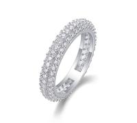 Unisize Ring, Promise Ring Beste Freundin 3,5 mm Breiter Moissanitring Silber Platin Größe 47 (15.0)