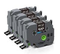 Unismar Nastro di ricambio per etichettatrice compatibile con Brother Ptouch TZe-345 TZ345 TZ 18 mm 0,7 laminato bianco su nero per PT-D400AD PT-D410 PT-D600 PT-D400 PT-2700 PT-1880, 3/4 '' x 26,2 ',