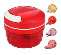 UNISOPH Tritatutto Manuale, Trita Verdure da 300 ml con Lame In Acciaio Inossidabile, Trita Aglio, Robot da Cucina per Peperoncino/Cipolle/Verdure/Noci/Frutta/Peperoni/Carne/Aglio/Purea (Rosso)