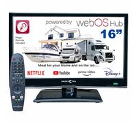 Unispectra ® 16" Smart TV (webOS) 12V Full HD LED 230v 24v Triplo sintonizzatore: satellitare, terrestre, cable. HDMI USB Telecomando magico TV 12V per camper, caravan, furgone, barca