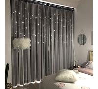 Unistar Tende oscuranti a 2 pannelli, con stelle, per camera da letto, ragazze, bambini, a doppio strato, con stella ritagliata, per soggiorno, decorazione da parete, decorazione per la casa, 132 x