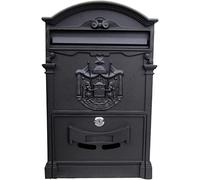 UNISTRENGH Scatola Di Lettere Vintage Letterbox Scatola PosTa Con Chiavi Scatola Di Lettere Da Parete Per La Casa, L'Ufficio E Il Giardino (Nero)