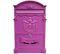 UNISTRENGH Scatola Di Lettere Vintage Letterbox Scatola Posta Con Chiavi Scatola Di Lettere Da Parete Per La Casa, L'Ufficio E Il Giardino (Viola)