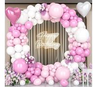 Unisun Kit Arco Palloncini Rosa Bianchi, 147 Pezzi Ghirlanda Palloncini Rosa Pastello con Palloncini Foil a Cuore per Festa Compleanno Deco Matrimonio Anniversario Baby Shower Proposta Fidanzamento