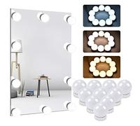 Unisun Luci da specchio, kit illuminato con cavo di alimentazione USB, luce per specchio per trucco adesiva, con 10 lampadine dimmerabili per toletta 3 colori 10 livelli di luminosità