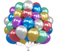 Unisun Palloncini Arcobaleno Metallici, 50 Palloncini 12 Pollici Multicolori Cromati per Feste e Occasioni Speciali