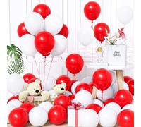 Unisun Palloncini Bianco e Rosso, 60Pezzi 12Pollice Palloncino Rosso Bianco Opaco Ragazzo Uomini Ragazza Donne Baby Shower Compleanno Matrimonio Valentino Addio al Nubilato Laurea Proposta Decorazione