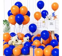 Unisun Palloncini Blu e Arancia, 60Pezzi 12Pollice Palloncino Blu Scuro Arancia Opaco Ragazzo Uomini Ragazza Donne Baby Shower Compleanno Matrimonio Valentino Fidanzamento Proposta Decorazione