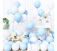 Unisun Palloncini Blu e Bianco, 60Pezzi 12Pollice Palloncino Blu Bianco Pastello Macaron Ragazzo Uomini Bambino Baby Shower Compleanno Matrimonio Fidanzamento Pensionamento Valentino Laurea Decora