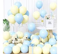 Unisun Palloncini Blu e Giallo, 60Pezzi 12Pollice Palloncino Blu Giallo Pastello Macaron Ragazzo Uomini Bambino Baby Shower Compleanno Matrimonio Valentino Fidanzamento Decora Laurea Decorazione