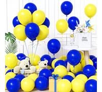 Unisun Palloncini Blu e Giallo, 60Pezzi 12Pollice Palloncino Blu Scuro Giallo Opaco Ragazzo Uomini Ragazza Donne Baby Shower Compleanno Matrimonio Valentino Fidanzamento Proposta Laurea Decorazione