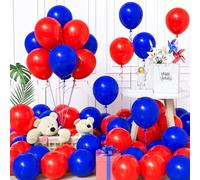 Unisun Palloncini Blu e Rosso - 60Pezzi 12Pollice PSG Festa Palloncini - per Supereroe Tema Compleanno Festa Nazionale Indipendenza Carnevale Baseball Calcio Eventi Decorazione