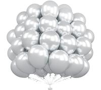 Unisun Palloncini metallizzati 12 pollici, 50 pezzi, argento cromato, per feste