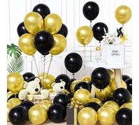 Unisun Palloncini Nero e Oro, 60Pezzi 12Pollice Palloncino Metallo Oro Nero Ragazzo Uomini Ragazza Donne Compleanno Matrimonio Valentino Fidanzamento Laurea Proposta Valentino Decorazione