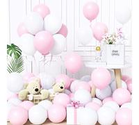 Unisun Palloncini Rosa e Bianco, 60Pezzi 12Pollice Palloncino Rosa Bianco Pastello Macaron Ragazza Donne Bambino Baby Shower Compleanno Matrimonio Fidanzamento Pensionamento Valentino Laurea Decora