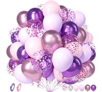 Unisun Palloncini Rosa Viola, 50Pezzi Rosa Viola Pastello Macaron Metallo Confetti Palloncino Ragazza Donne Compleanno Anniversario Matrimonio Fidanzamento Laurea Valentino Addio Nubilato Decorazione