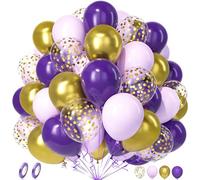 Unisun Palloncini Viola Oro, 50Pezzi Viola Profondo Pastello Macaron Oro Metallizzato Confetti Palloncino Ragazza Donne Compleanno Anniversario Matrimonio Mascherata Addio Nubilato Halloween Decora