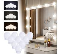 Unisun Specchietto da Trucco LED, Kit di Luci per Specchio con Cavo USB | 10 Lampadine, 3 Modalità Colore e 10 Livelli Intensità, Cavo Nascosto, Lampade LED Adesive, Luci USB per Specchietto Toeletta