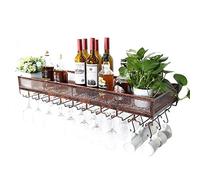 Unità bar mensole galleggianti portabottiglie supporto da parete porta bottiglie e bicchieri portabottiglie portabottiglie rustico LOFT mensola da parete vintage scaffale portaoggetti (colore: marrone