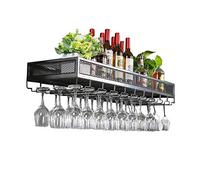 Unità bar mensole galleggianti portabottiglie supporto da parete porta bottiglie e bicchieri portabottiglie portabottiglie rustico LOFT vintage mensola da parete scaffale portaoggetti (colore: marrone