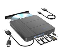 Unità Blu-ray esterna 7 in 1, supporto 100 G lettura e scrittura, masterizzatore Blu-ray portatile, USB 3.0 tipo C e slot per schede TF/SD, adatto per Windows MacOS per laptop, Mac