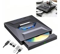 Unità Blu-ray esterna 7 in 1 USB 3.0 e tipo C, lettore masterizzatore BD/DVD/CD portatile con 3 porte USB Hub e lettore di schede SD/TF, unità ottica Blu-ray 6X per laptop desktop