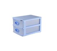 Unità cassetti di deposito in plastica - Torre di cassetti di deposito in plastica, organizzatore di tavoli per organizzare l'ufficio e gli articoli per la casa (blu) 2-layer