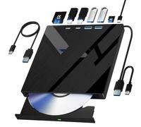 Unità CD/DVD esterna 7 in 1 per laptop, lettore DVD portatile per laptop con porta SD/TF, unità DVD esterna con USB 3.0/tipo C, unità CD USB per PC Windows Linux