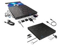 Unità CD/DVD esterna 8 in 1 - Masterizzatore CD USB 3.0 for laptop e desktop Compatibile con Mac, Windows 11/10/8/7, Linux