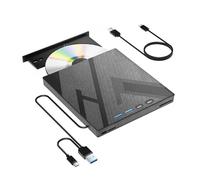 Unità CD/DVD esterna con 4 porte USB e slot for schede TF/SD, lettore, masterizzatore, scrittore di dischi portatile for PC laptop