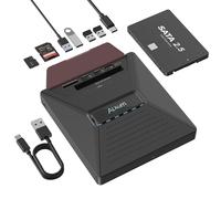 Unità CD DVD Esterna con Adattatore SSD SATA 2.5 & Hub USB 7 in 1 Masterizzatore