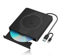 Unità CD/DVD esterna for laptop, USB 3.0 e Type-C, masterizzatore portatile, unità di lettura CD ROM +/-RW, compatibile con Windows